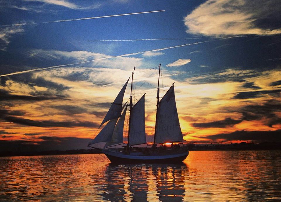Schooner Freedom sailing on the Matanzas River in St. Augustine, Florida.